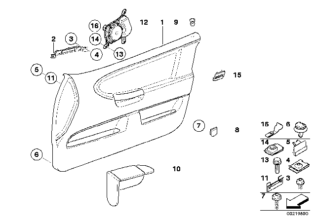 1995 BMW 325is Door Trim Panel, Front Left Diagram for 51412256891