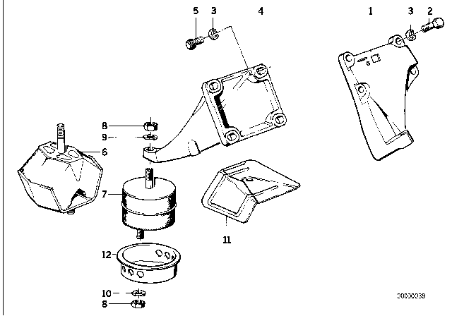 1985 BMW 524td Rubber Mounting Right Diagram for 11811129812