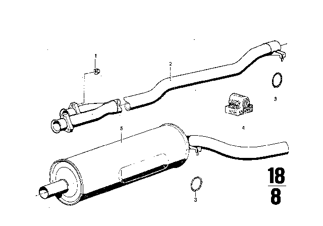 1975 BMW 3.0Si Rear Muffler Diagram for 18121245628