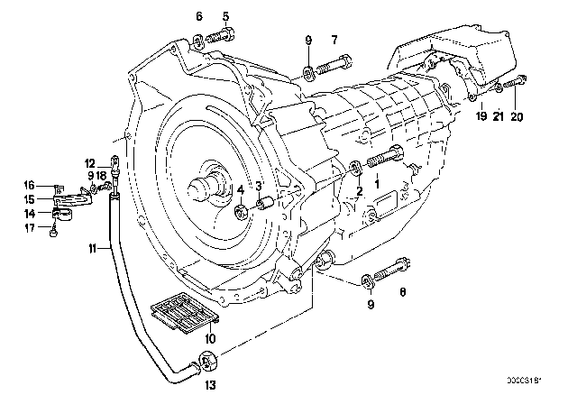 1992 BMW 735iL Transmission Mounting Diagram