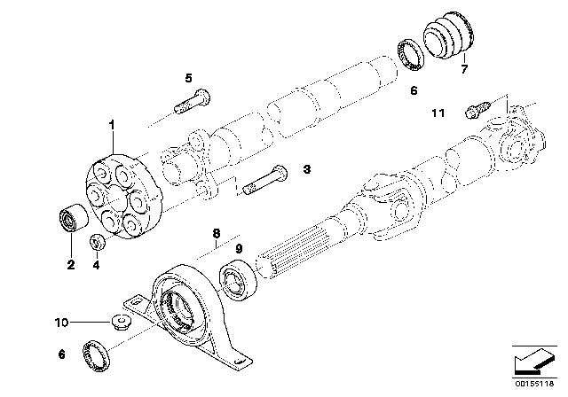 2008 BMW X3 Drive Shaft, Single Components Diagram