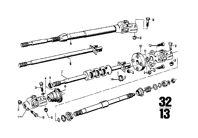 1972 BMW 3.0CS Steering Column Diagram 1