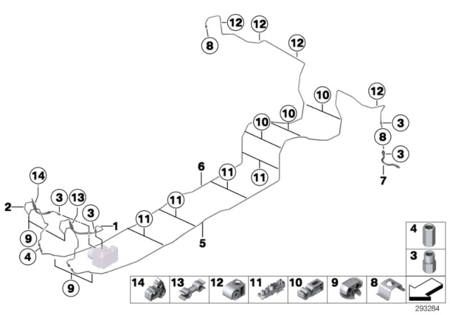 2012 BMW 328i Brake Pipe, Rear Diagram 2