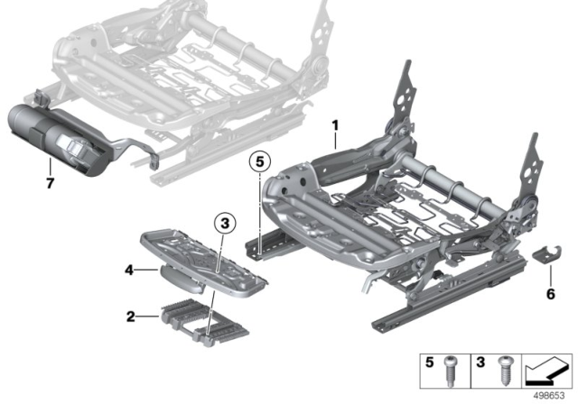 2015 BMW M235i Seat, Front, Seat Frame Diagram 1