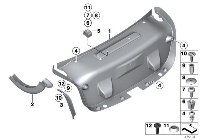 2016 BMW 320i Trim Panel, Rear Trunk / Trunk Lid Diagram 2