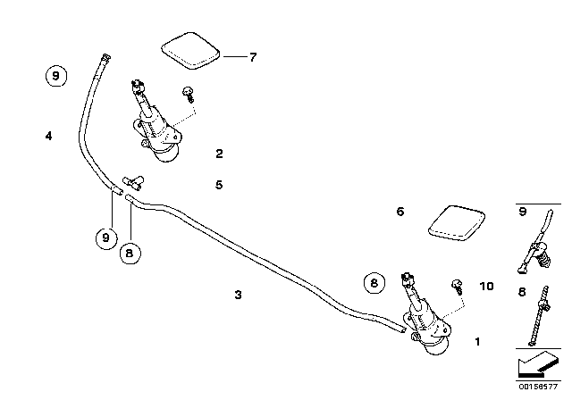 2009 BMW X5 Single Parts For Head Lamp Cleaning Diagram
