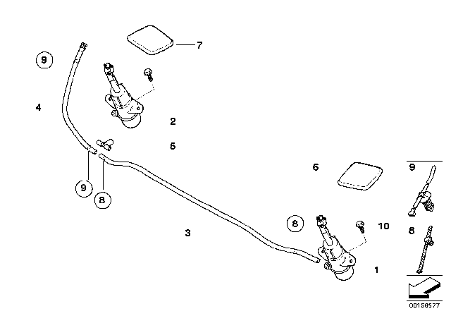 2013 BMW X6 Hose Line, Headlight Cleaning System Diagram for 61667267805
