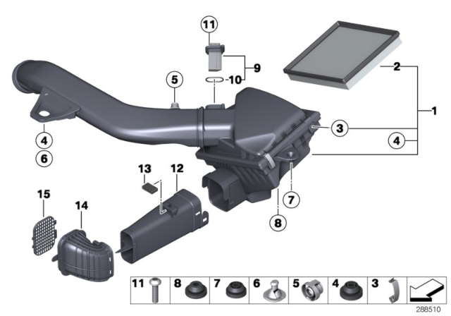 2015 BMW 435i Intake Silencer / Filter Cartridge Diagram
