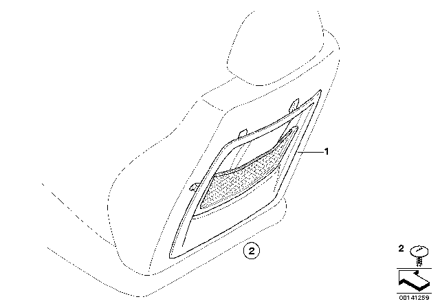 2011 BMW 328i xDrive Retrofit, Net Bag At Seat Backrest Diagram