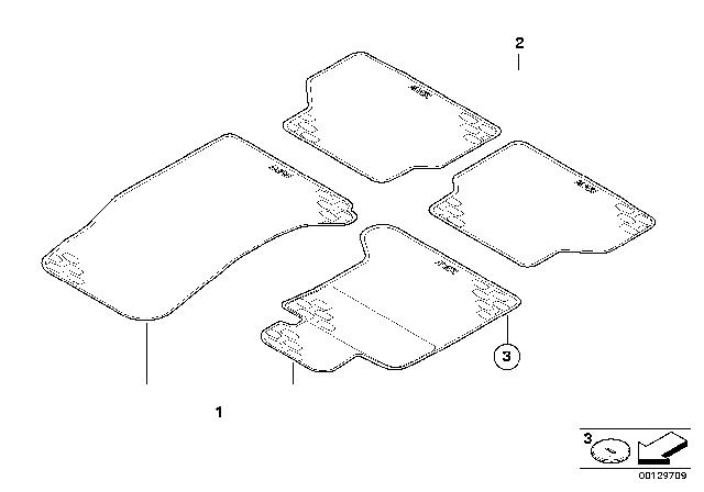 2007 BMW M5 Rubber Mat Diagram