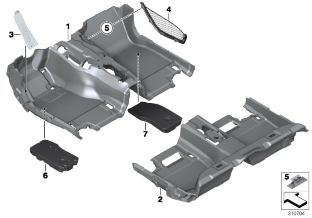 2016 BMW M5 Floor Trim, Front Diagram for 51478050648