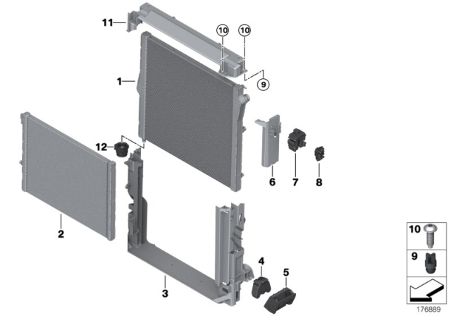 2011 BMW X5 Mounting Parts For Radiator Diagram