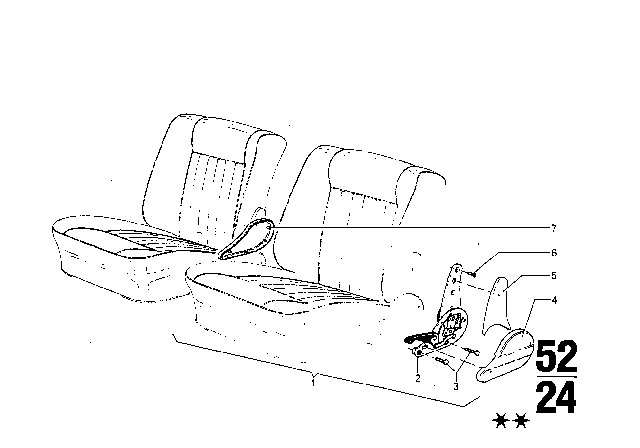 1973 BMW 3.0S Reclining Seat Fitting Diagram 1