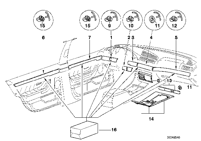 1996 BMW 750iL Fine Wood Trim Diagram 1