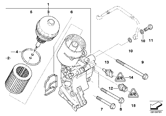 2001 BMW 325Ci Lubrication System - Oil Filter Diagram