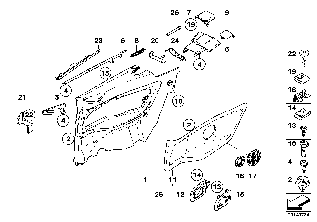 1999 BMW 328i Lateral Trim Panel Diagram