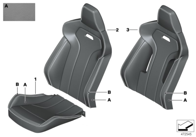2019 BMW M4 Individual Sports Seat Cover, Front Diagram