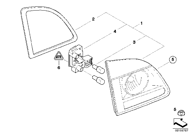 2007 BMW 530xi Rear Light In Trunk Lid, Right Diagram for 63217165830