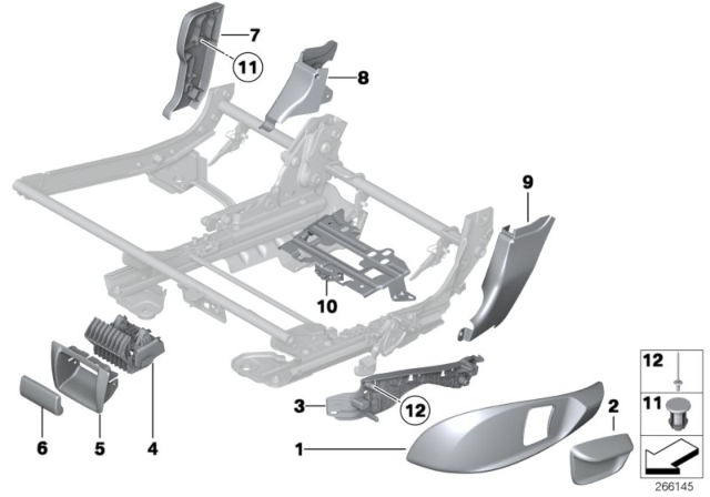 2014 BMW 550i GT xDrive Seat, Rear, Seat Trims Diagram