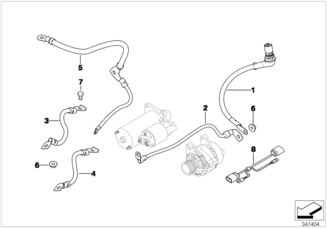 2008 BMW X3 Cable Alternator-Starter-Base B Diagram for 12423415607