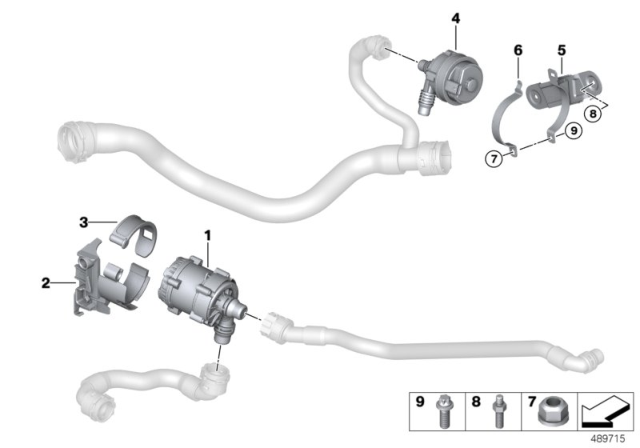 2020 BMW 840i xDrive Gran Coupe Electric Water Pump / Mounting Diagram