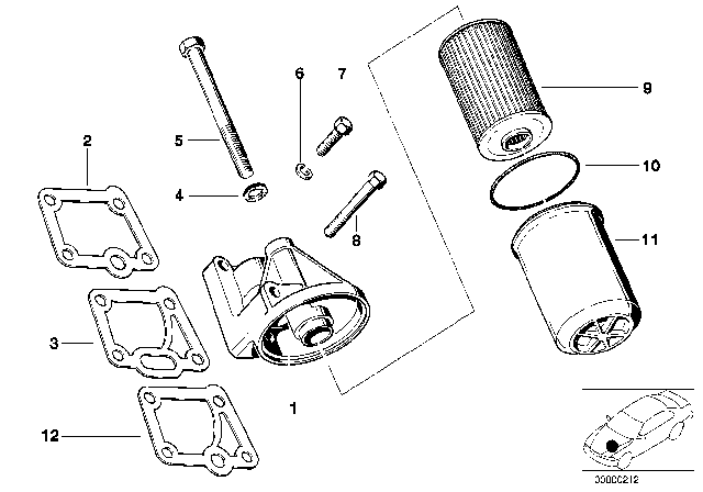 1981 BMW 733i Lubrication System - Oil Filter Diagram