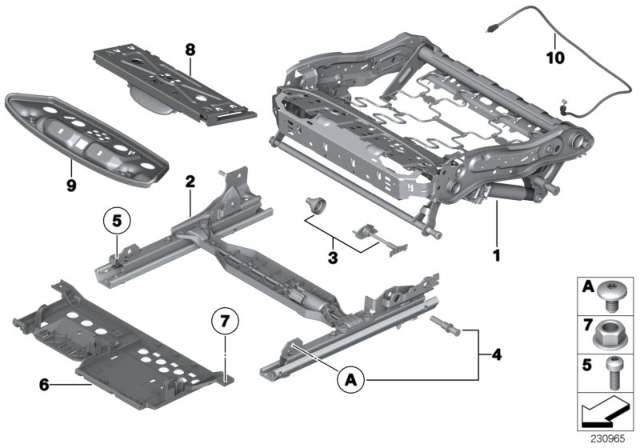 2011 BMW Alpina B7L xDrive Seat, Front, Seat Frame Diagram