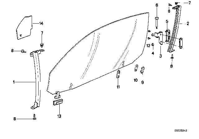 1994 BMW 840Ci Door Window Lifting Mechanism Diagram 1