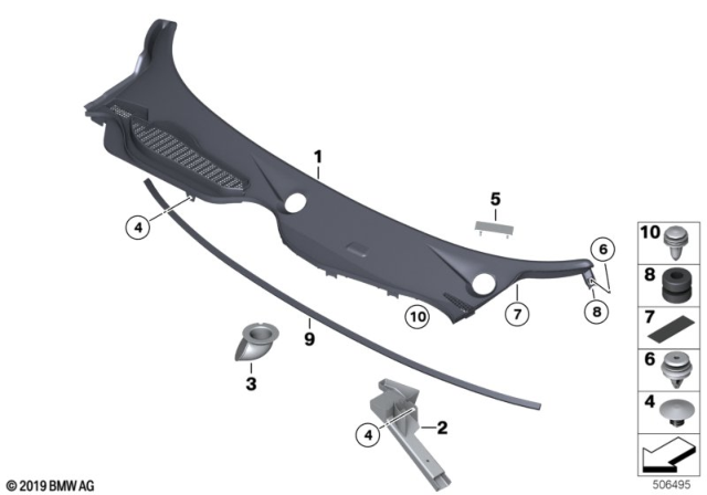 2012 BMW Z4 Trim Panel, Cowl Panel Diagram 1