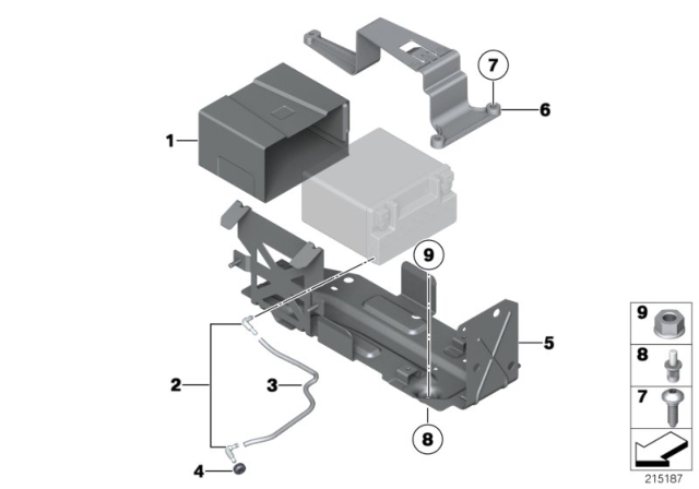 2010 BMW 535i Battery Holder And Mounting Parts Diagram 2