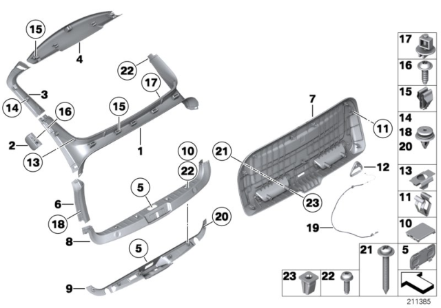 2013 BMW 550i GT Trim Panel, Rear Trunk / Trunk Lid Diagram 3