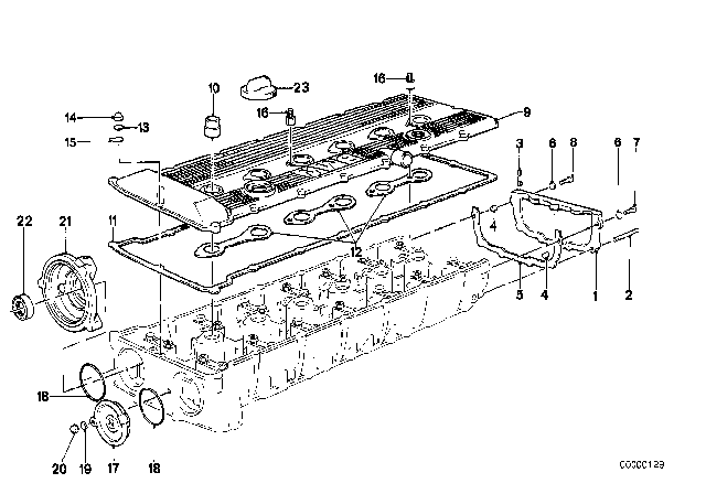 1988 BMW M6 Cylinder Head Cover Diagram for 11121309001