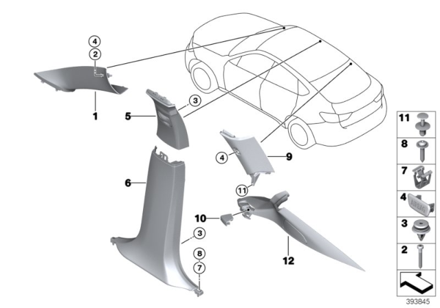 2017 BMW X6 RIGHT COLUMN A COVER Diagram for 51437369006