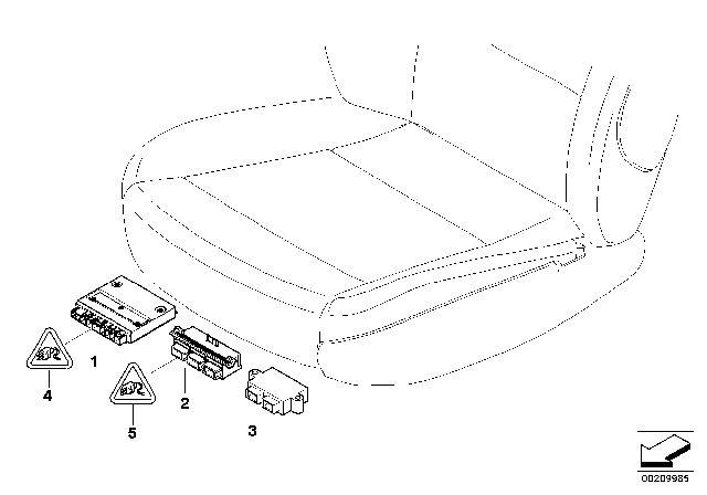 2008 BMW 550i Control Unit, Front Seat Diagram