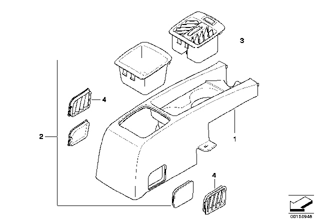 2007 BMW X5 Seat, Rear, Centre Console Diagram