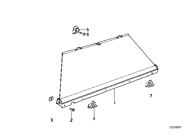 1993 BMW 525iT Roller Sun Visor, Rear Door Diagram