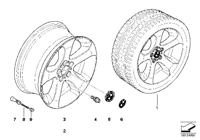 2000 BMW X5 BMW LA Wheel, Star Spoke Diagram 1