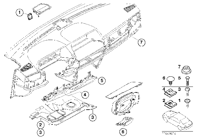 2004 BMW 745i Mounting Parts, Instrument Panel Diagram 2