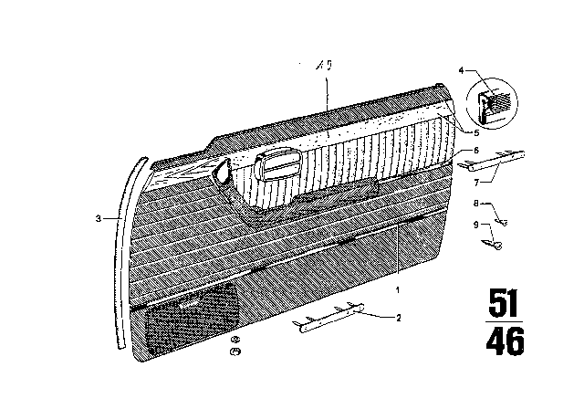 1971 BMW 3.0CS Door Trim Panel Diagram 2