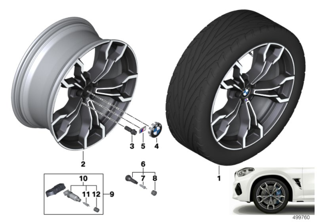 2020 BMW X4 M BMW Light-Alloy Wheel, V-Spoke Diagram