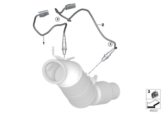 2019 BMW 330i xDrive Lambda Probe Fixings Diagram