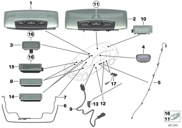 2020 BMW 430i xDrive Gran Coupe Various Lamps Diagram