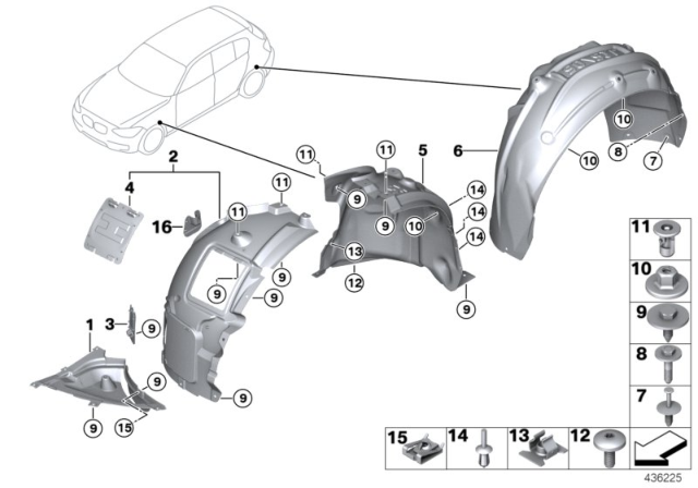2016 BMW 228i xDrive Wheel Arch Trim Diagram