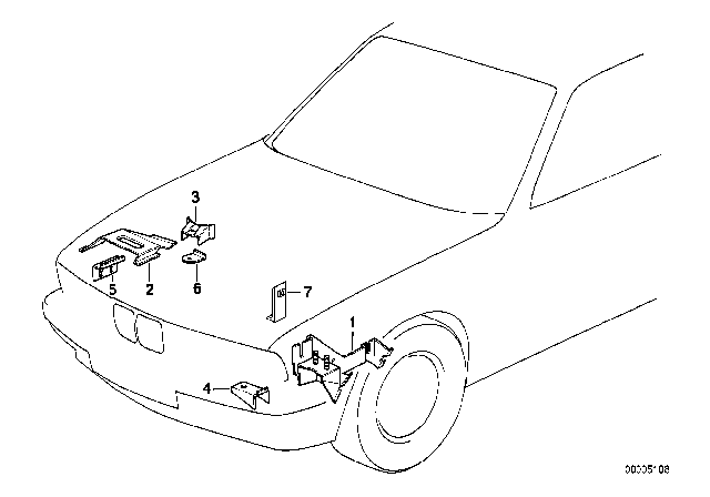 1991 BMW M5 Front Body Bracket Diagram 2