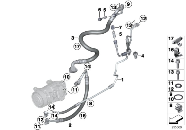 2015 BMW X3 Suction Pipe Evaporator-Compressor Diagram for 64539228240