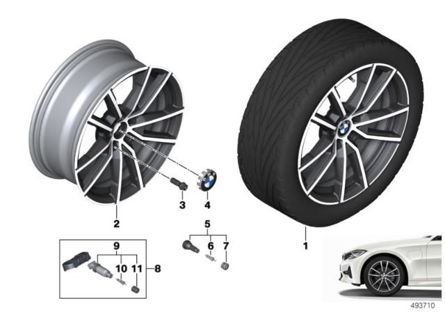2020 BMW M340i xDrive Disk Wheel, Light Alloy, In Diagram for 36116883522