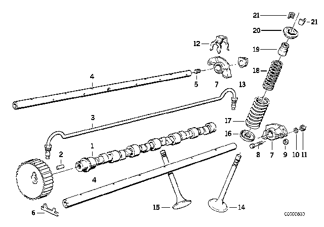 1986 BMW 325e Valve Timing Gear, Camshaft Diagram