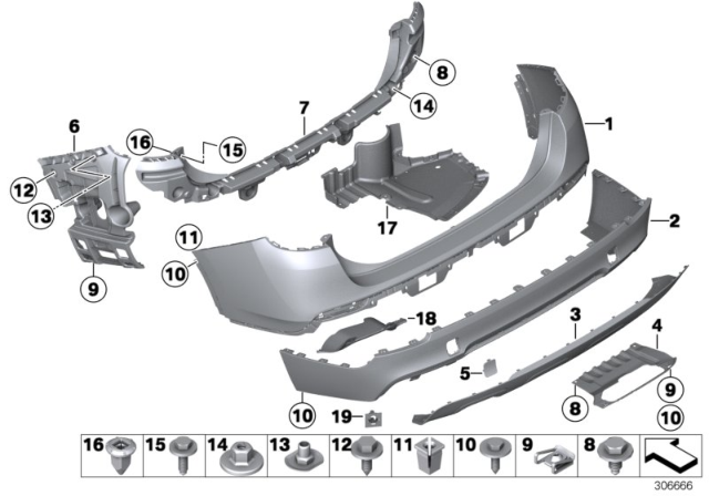 2013 BMW X1 Set, Mounts, Pdc Sensor, Rear Diagram for 51127845534