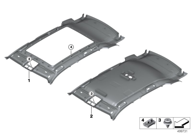 2019 BMW X3 Headlining Panoramic Roof Diagram for 51448092722
