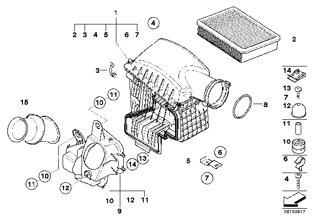 2008 BMW Alpina B7 Air Filter Element Diagram for 13717514832